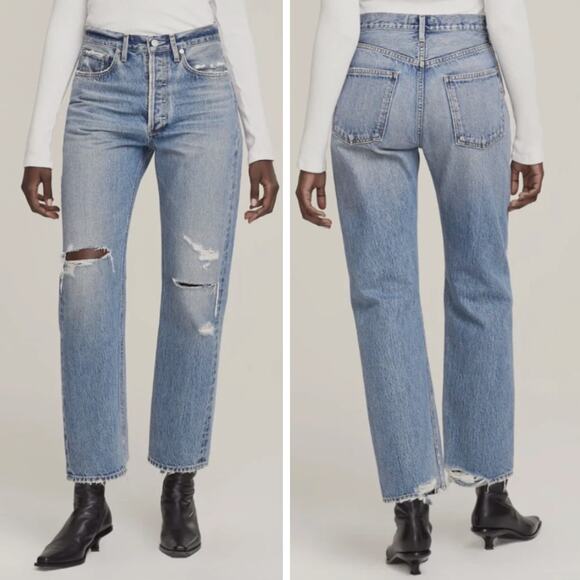 AGOLDE 90's Mid Rise Loose Straight Jeans in Streamline Size 24 - Picture 1 of 9